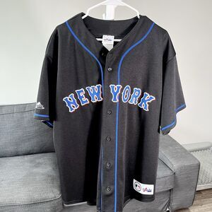 Majestic New York Mets MLB Baseball Jersey Size XL Black Genuine Merchandise